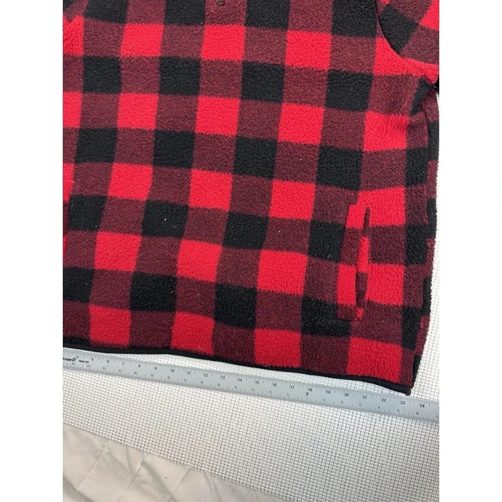 Old Navy Buffalo Plaid Fleece Pullover Mens XXL Red Black 1/4 Zip Sweater